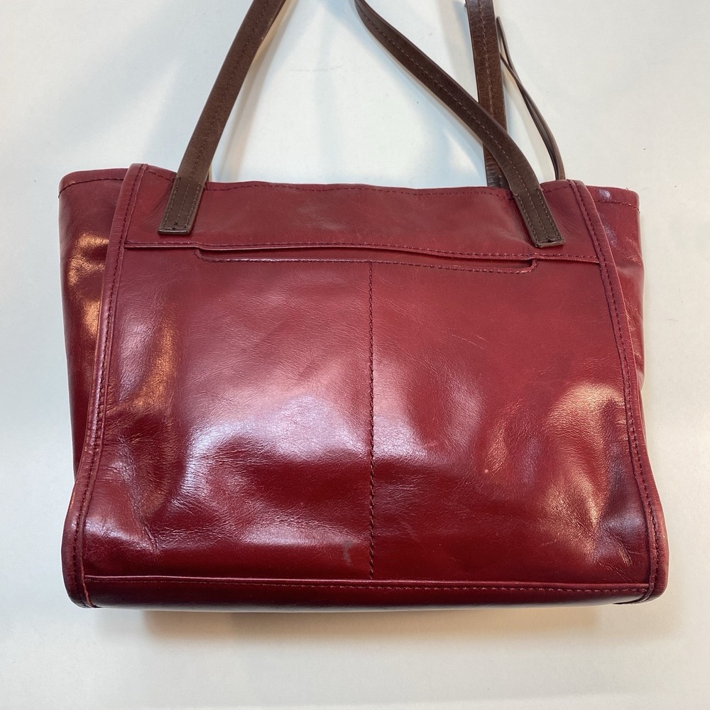 Hobo Red Leather Brown Straps Shoulder Bag Purse Tote Zip Closure - Picture 3 of 16